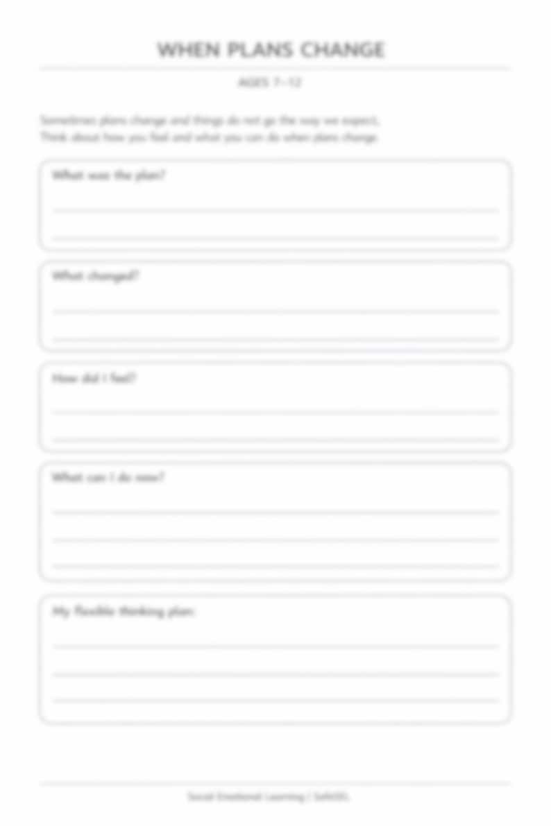 Handling Change Worksheet for Kids