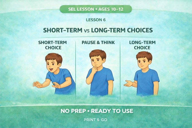Choices/ Short-Term vs Long-Term Ages 10-12, no prep ready to use