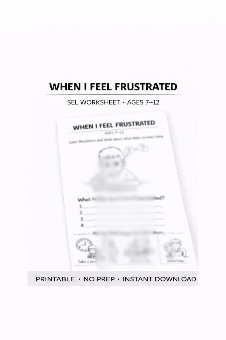 Frustrated Kids SEL Worksheet – Coping Skills