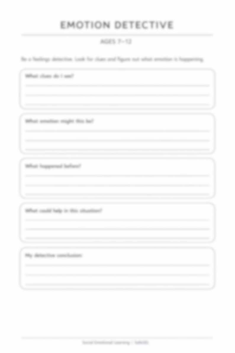 Emotion Detective Worksheet for Kids