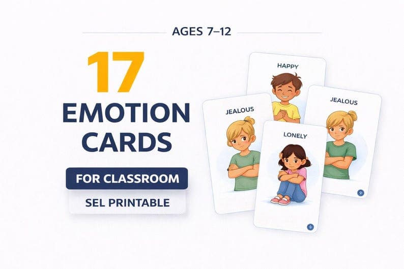 17 Emotion Cards for Kids
