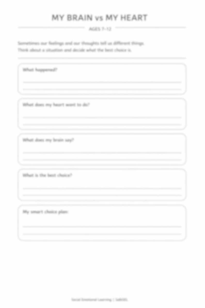 Kids Decision Making Worksheet – Impulse Control SEL Activity (Ages 7-12)