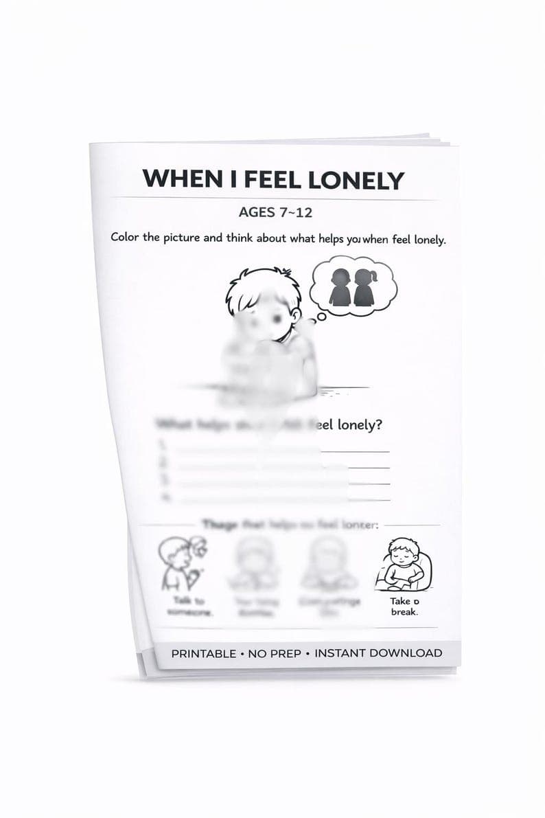 Lonely Worksheet for Kids Ages 7–12