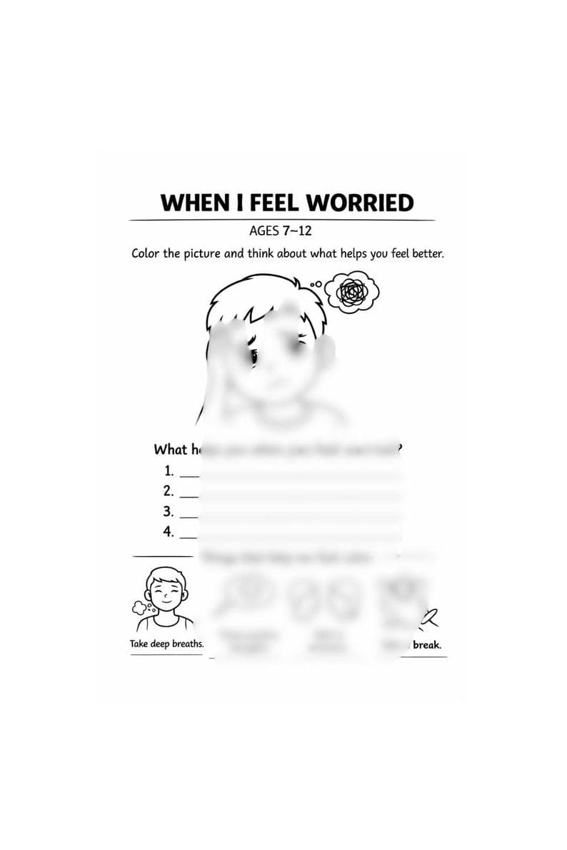 Worried Worksheet for Kids Ages 7-12 – Anxiety Coping Skills