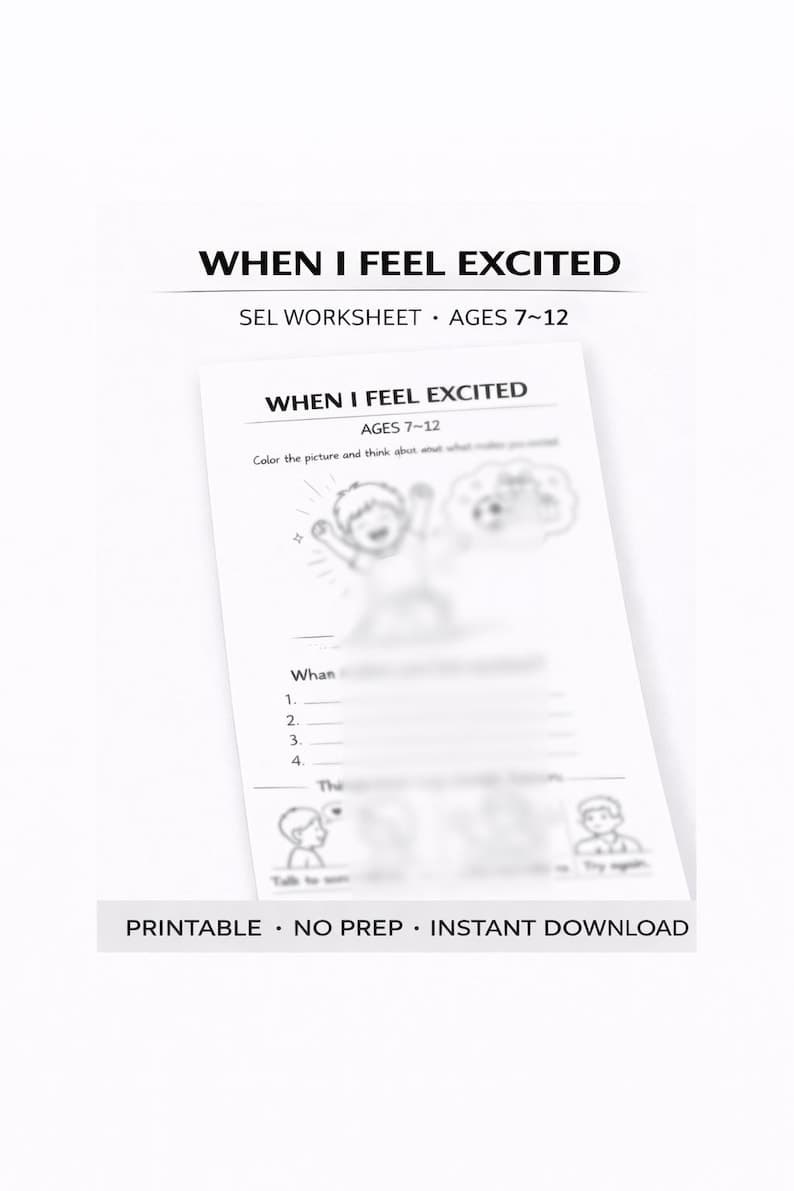 Excited Feelings Worksheet for Kids