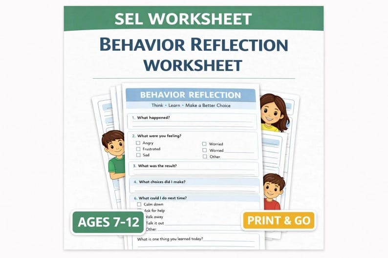 Behavior Reflection Worksheet