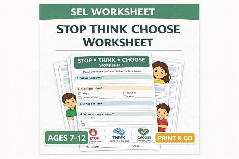 Stop Think Choose Worksheet