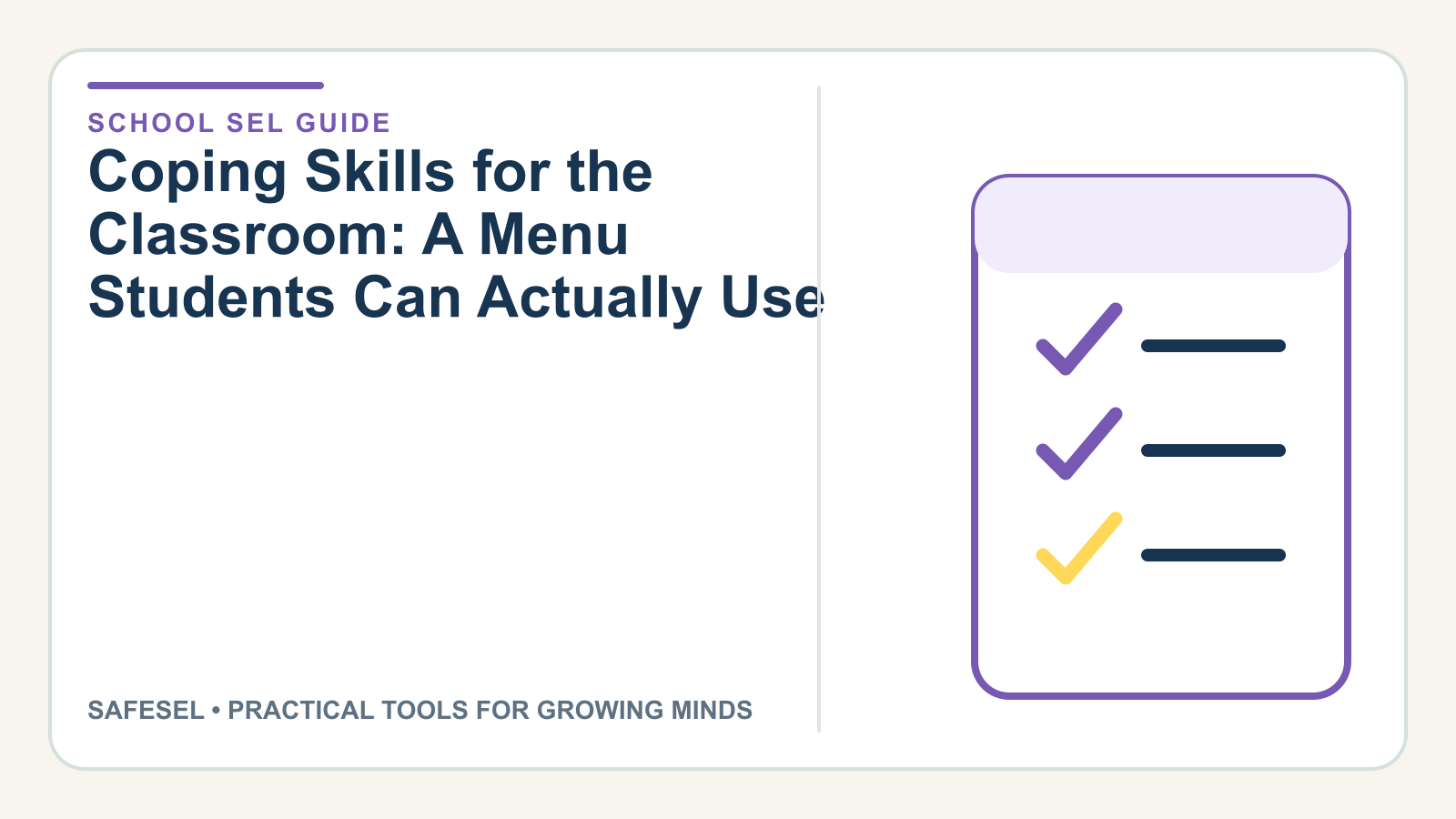 Coping Skills for the Classroom: A Menu Students Can Actually Use
