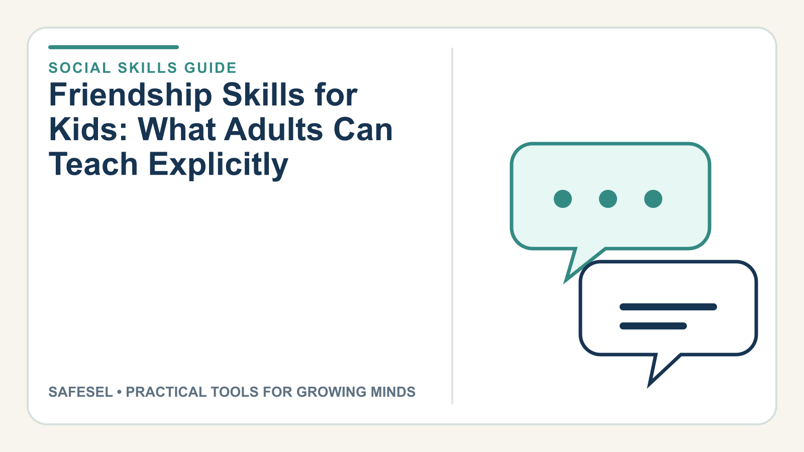 Friendship Skills for Kids: What Adults Can Teach Explicitly